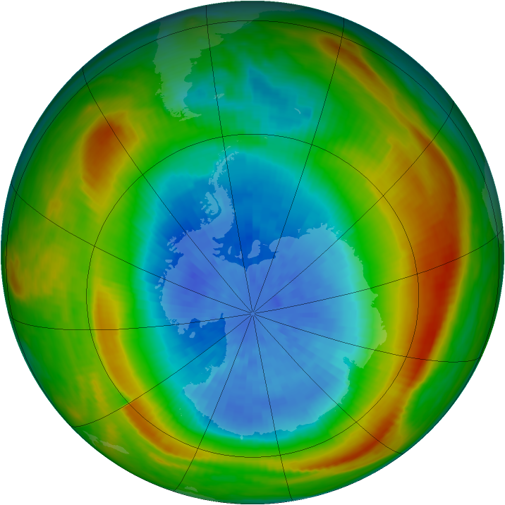 Antarctic ozone map for 27 September 1980